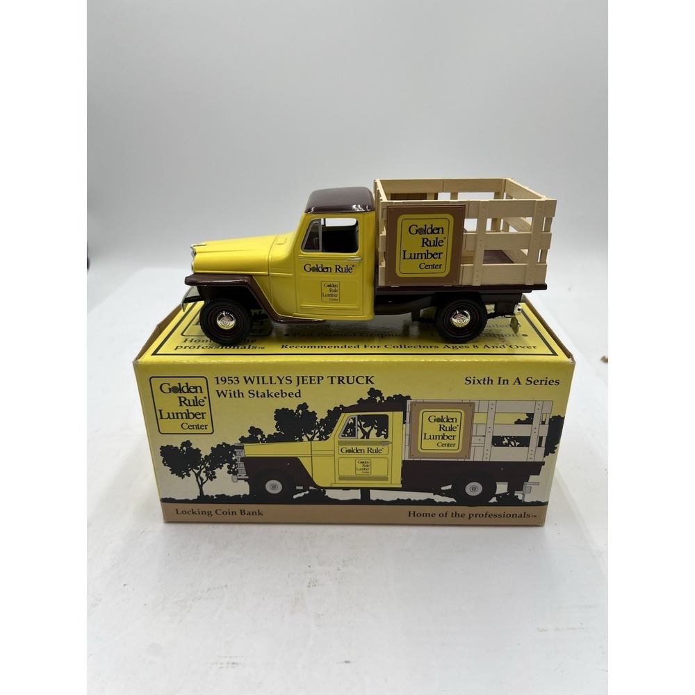 Golden Rule Lumber 1953 Willys Jeep Truck 1:25 Coin Bank Key Box SpecCast